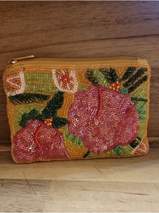 Handbags - Tropical flower beaded coin purse Hibiscus